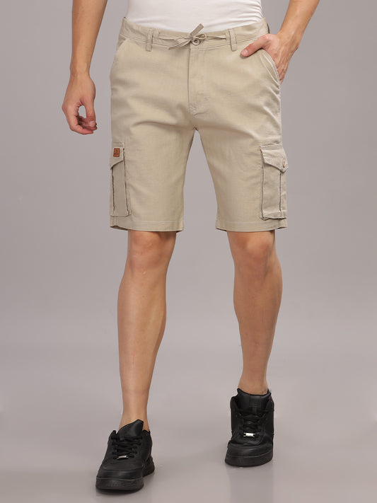 Linen Beige Cargo Shorts