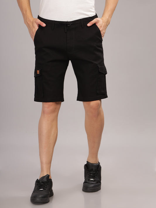 Linen Black Cargo Shorts