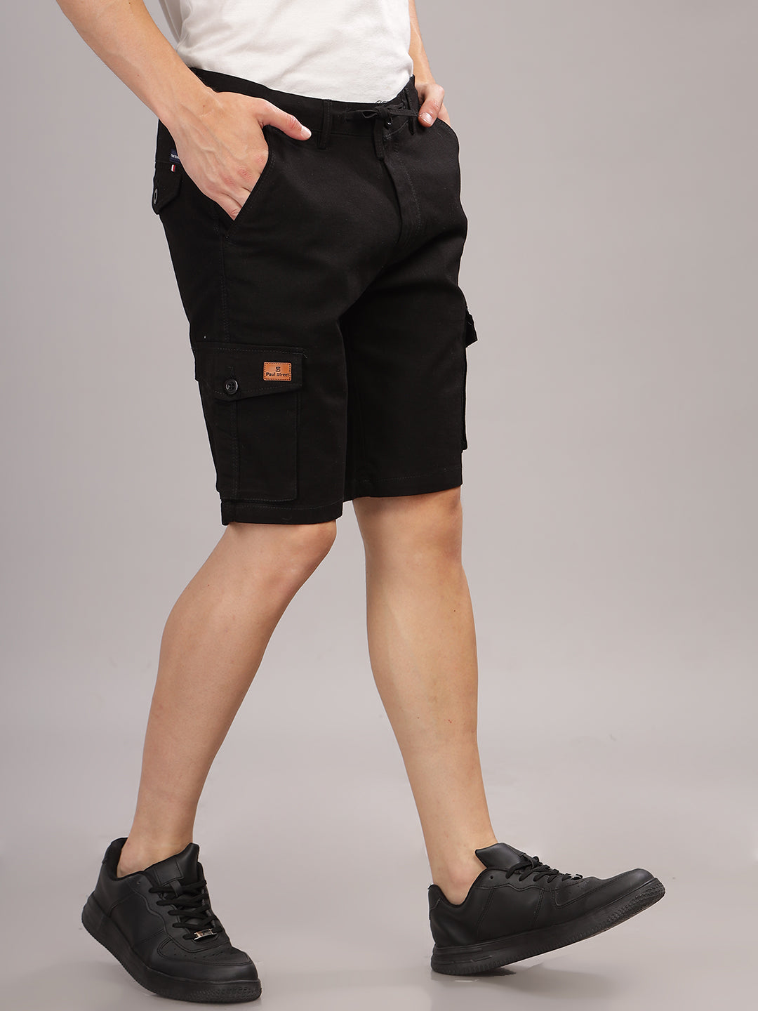 Linen Black Cargo Shorts