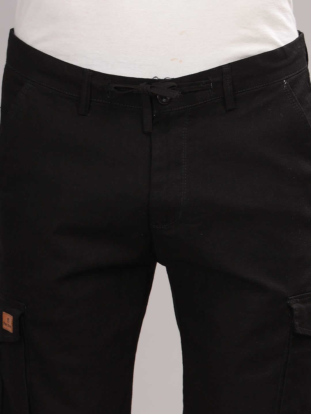 Linen Black Cargo Shorts