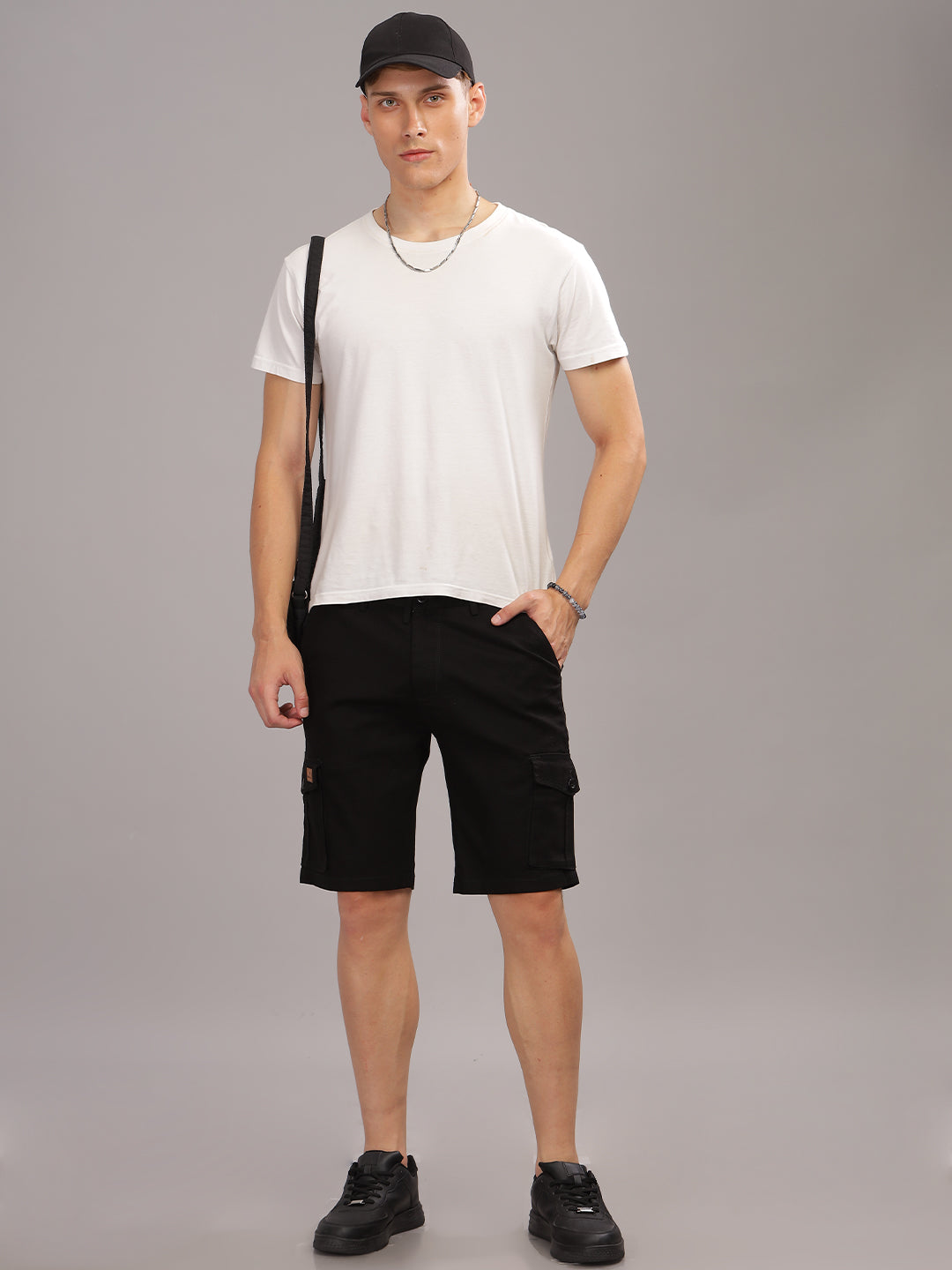 Linen Black Cargo Shorts