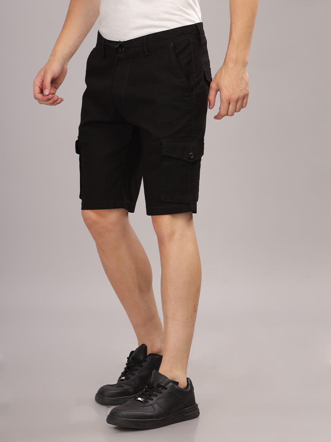 Linen Black Cargo Shorts