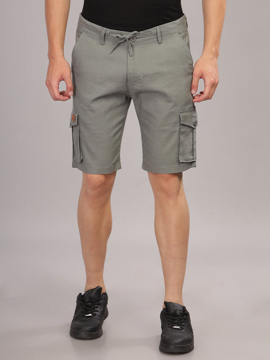 Linen Grey Cargo Shorts