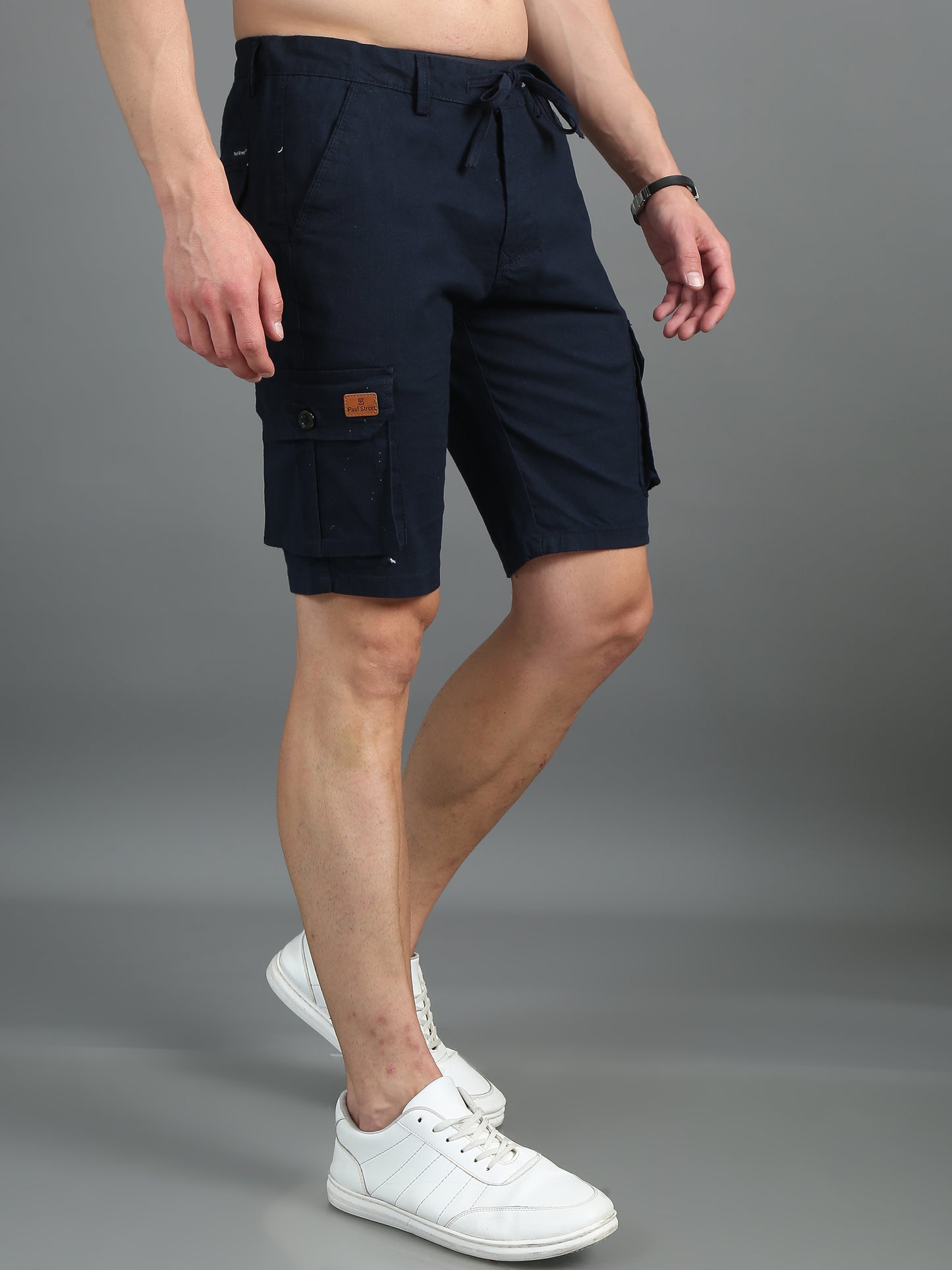 Linen Navy Cargo Shorts