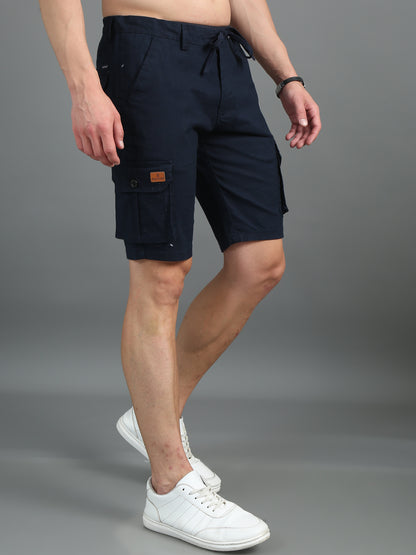 Linen Navy Cargo Shorts