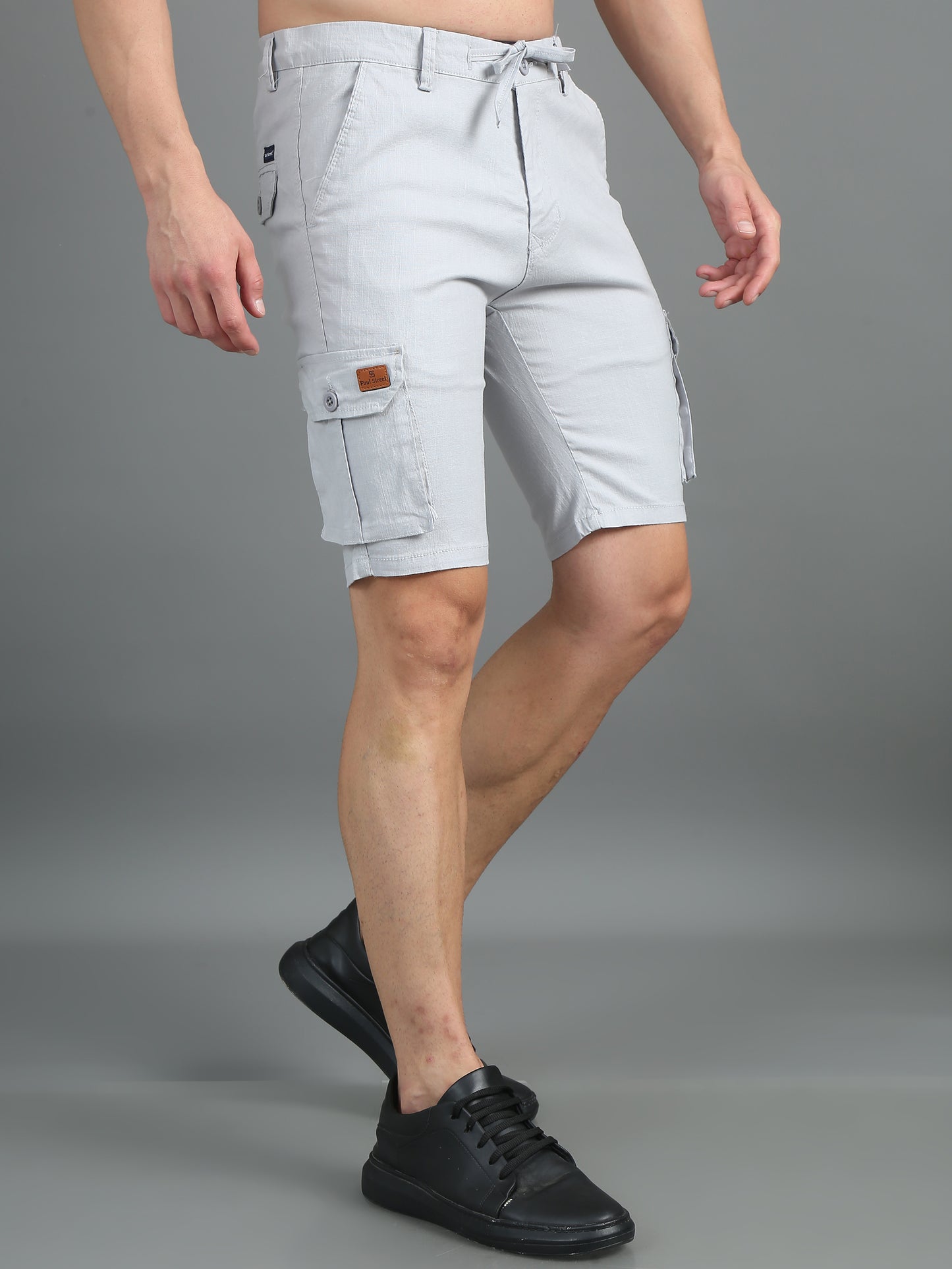 Linen Silver Grey Cargo Shorts