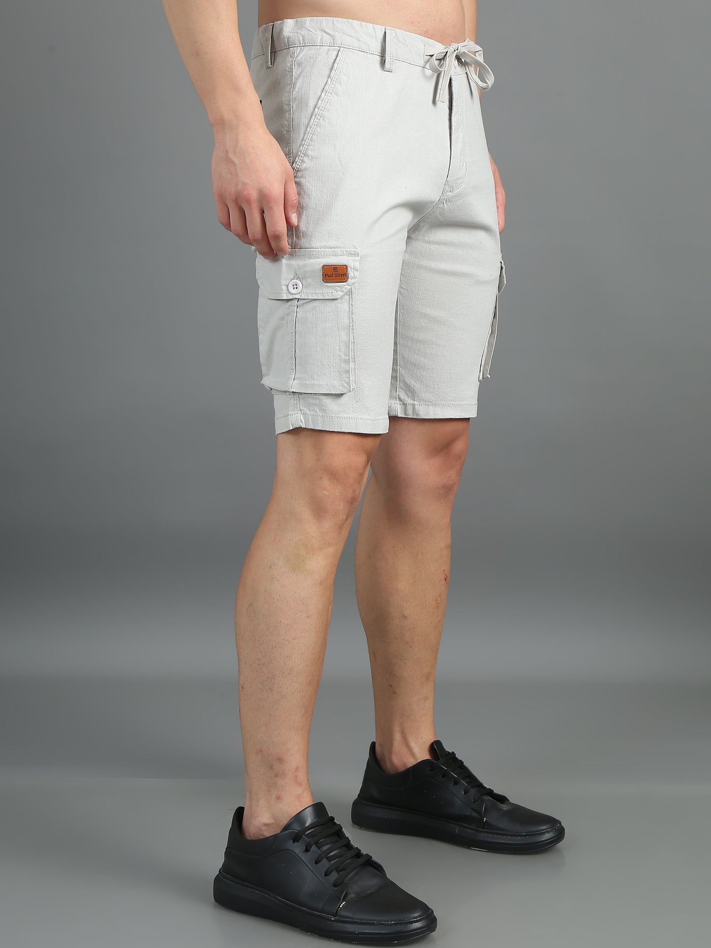 Linen Cool Grey Cargo Shorts