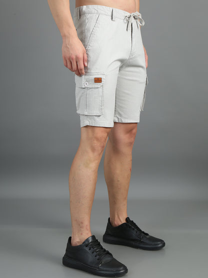 Linen Cool Grey Cargo Shorts