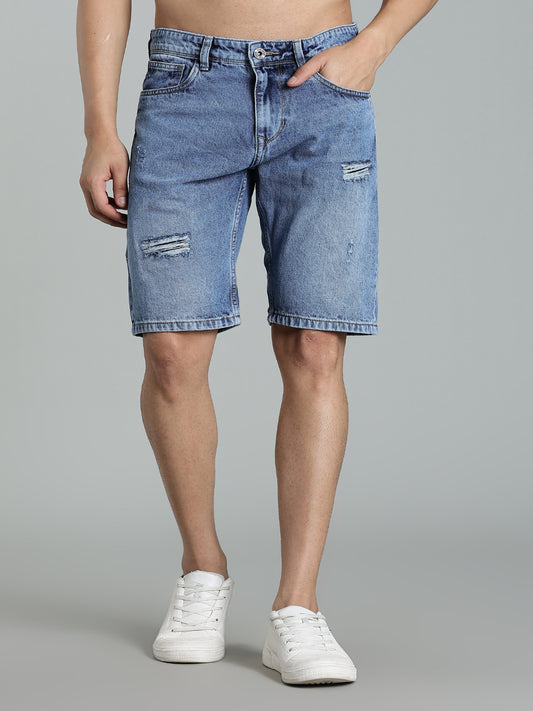 Scuff Light Blue Denim Shorts