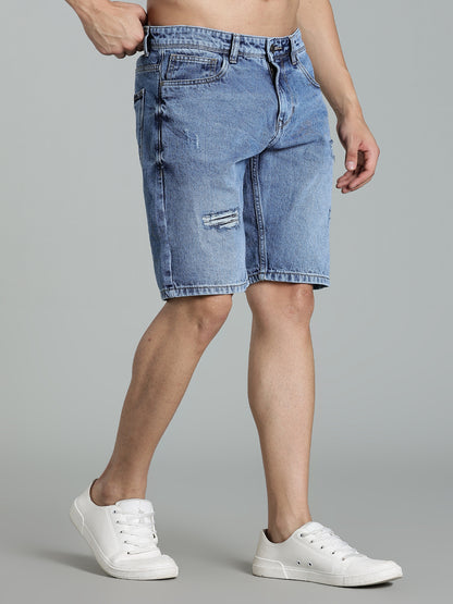 Scuff Light Blue Denim Shorts