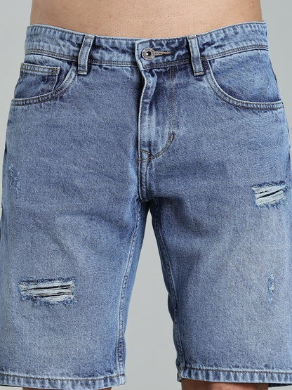 Scuff Light Blue Denim Shorts