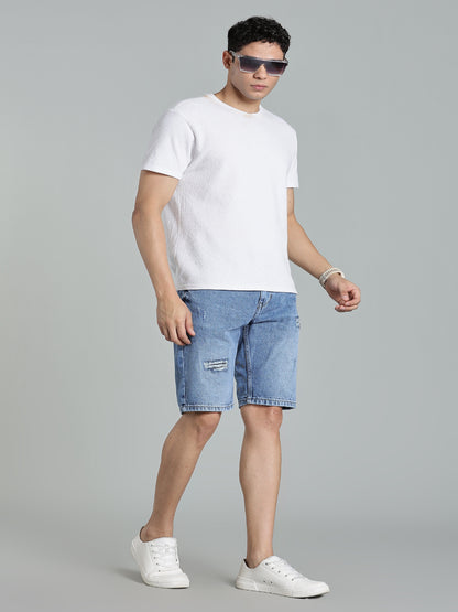 Scuff Light Blue Denim Shorts