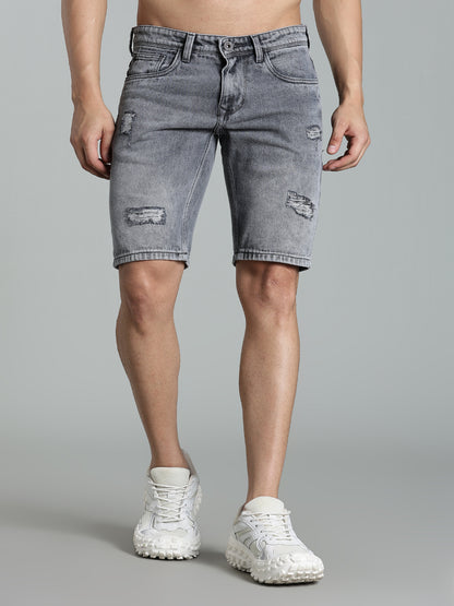 Scuff Light Grey Denim Shorts