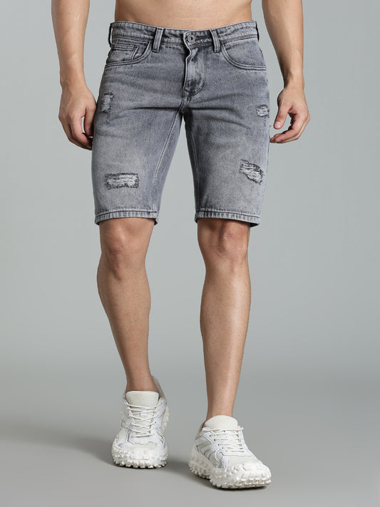 Scuff Light Grey Denim Shorts