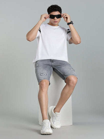 Scuff Light Grey Denim Shorts