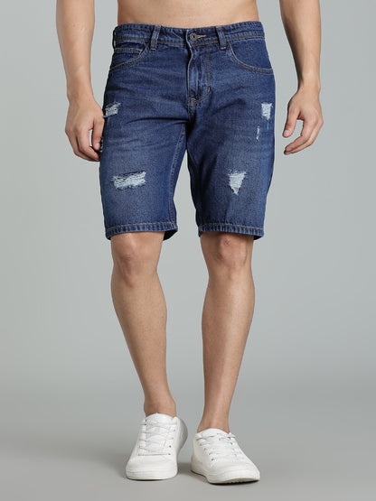 Scuff Mid Blue Denim Shorts