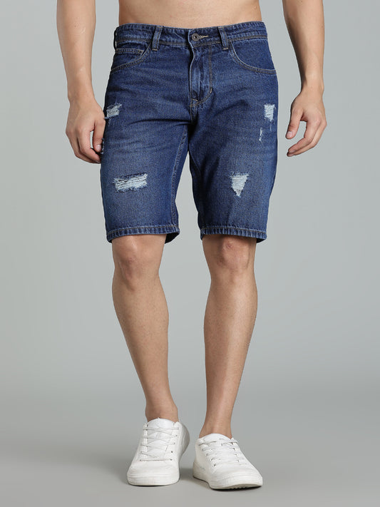Scuff Mid Blue Denim Shorts