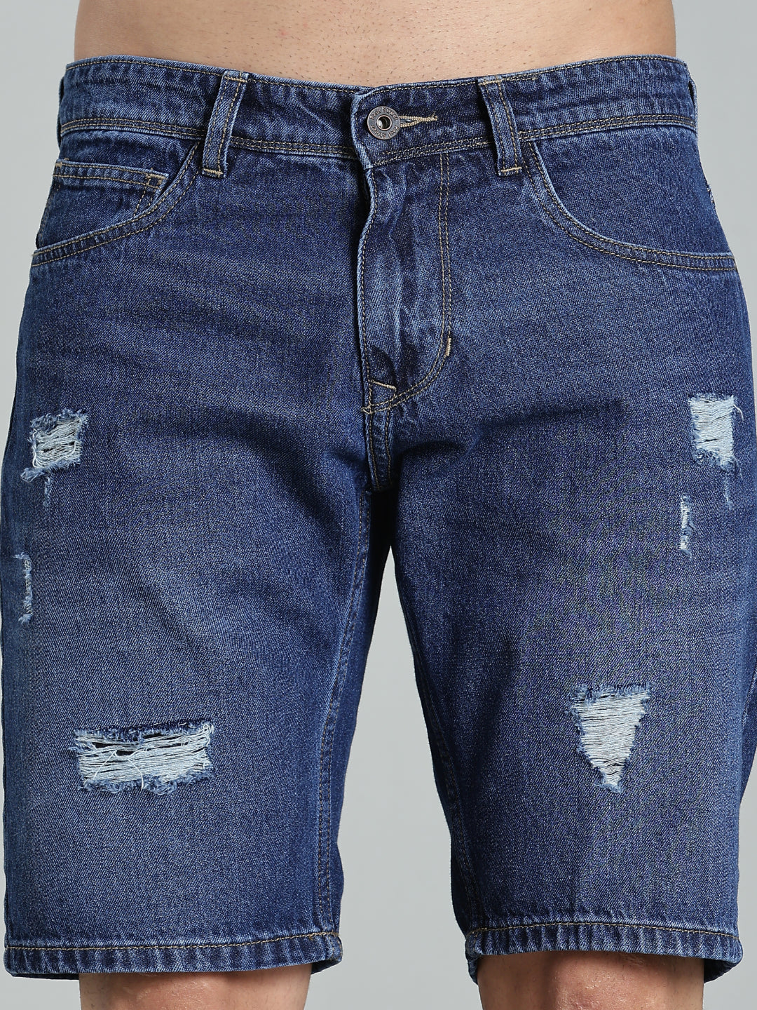 Scuff Mid Blue Denim Shorts