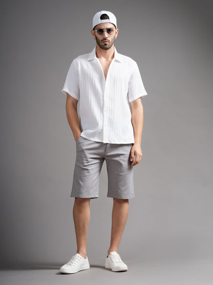 Solid Grey Linen Shorts