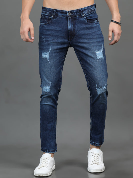 Frayed Mid Blue Jeans