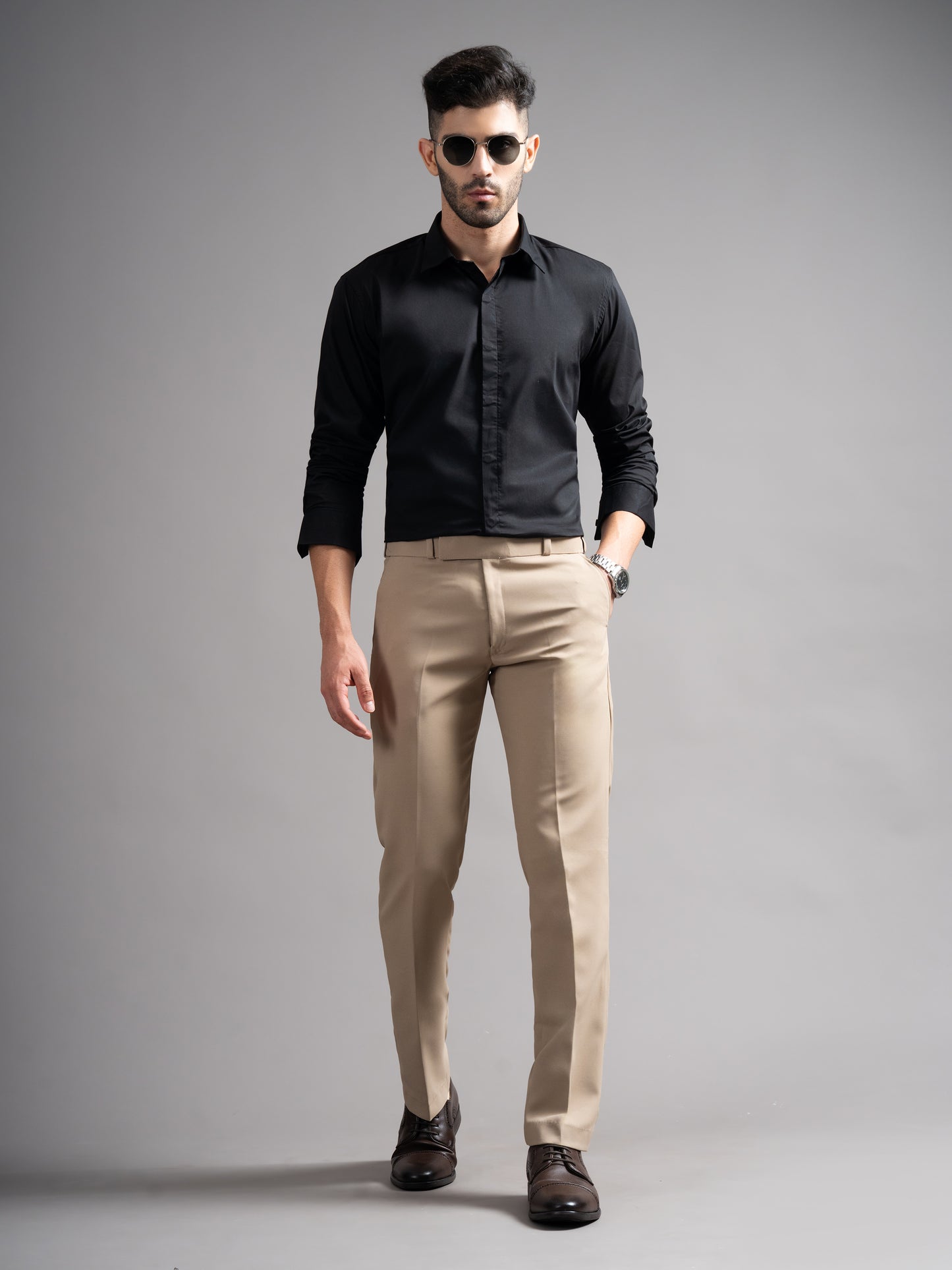 Flexi-waist Beige Trouser
