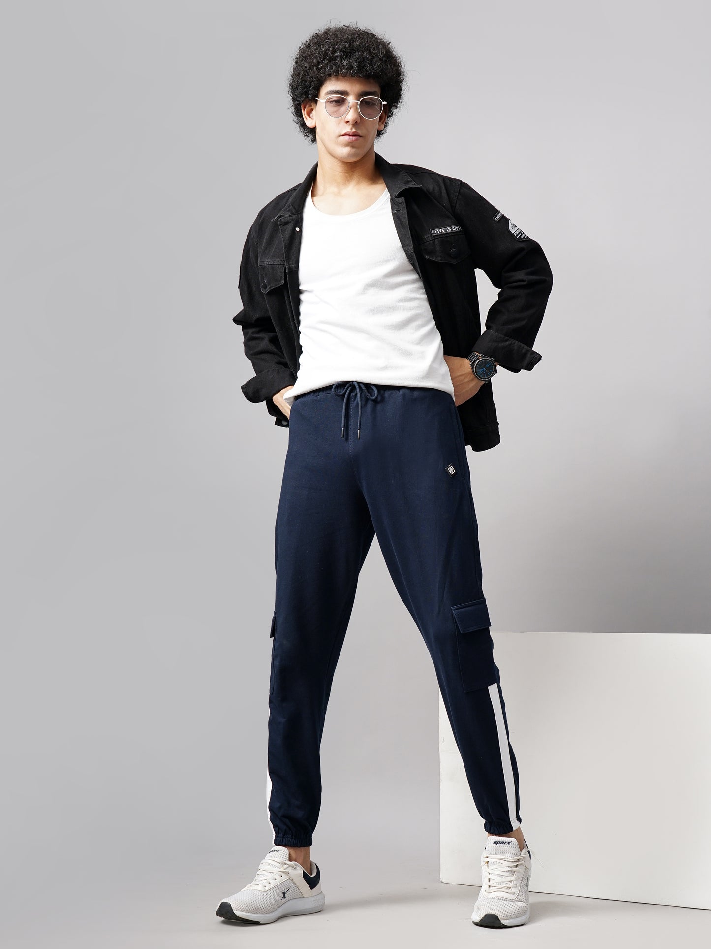 Sash Navy Knitted Cargo Pant