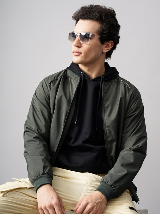 Solid Bomber Olive Jacket