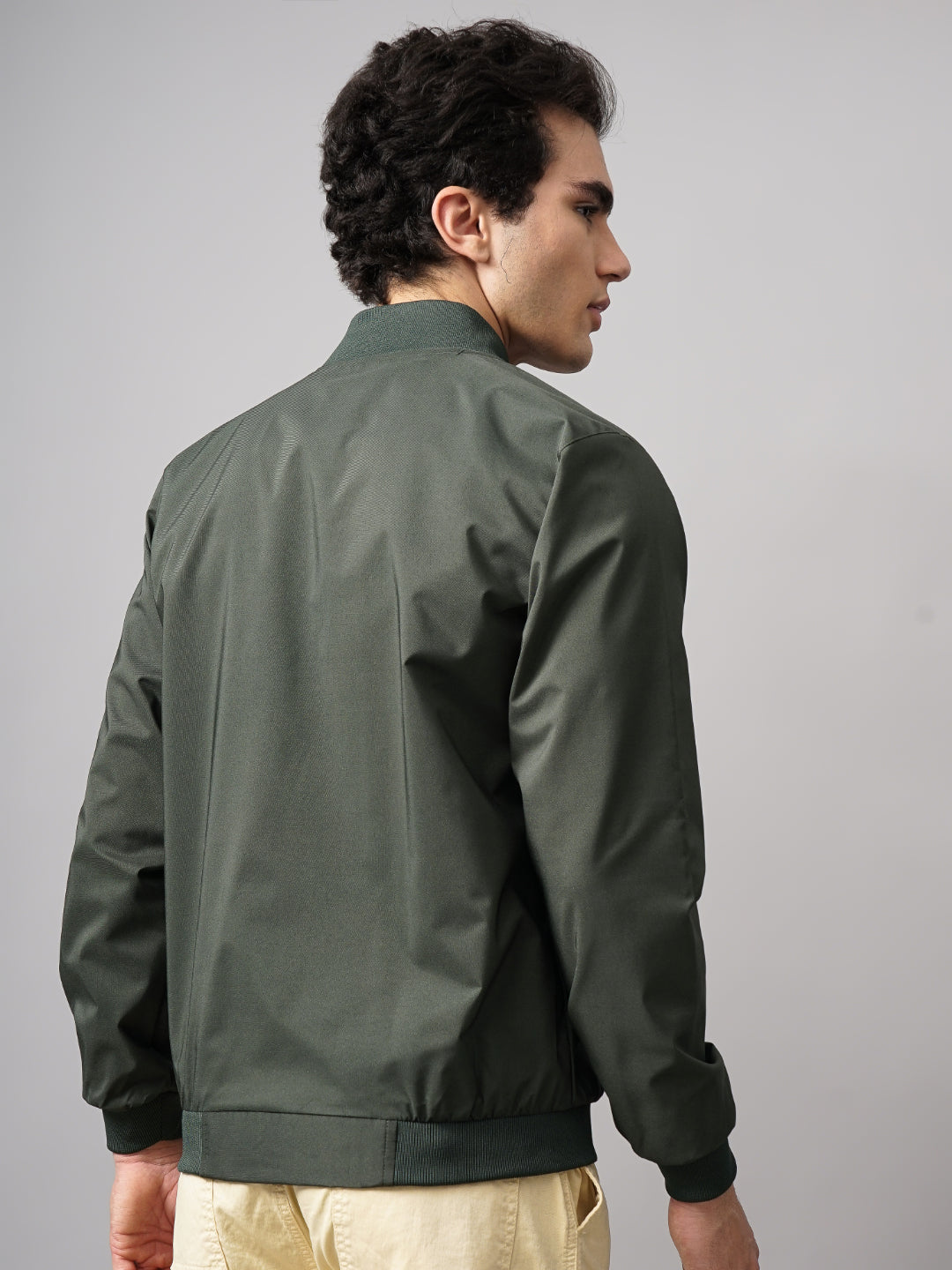 Solid Bomber Olive Jacket