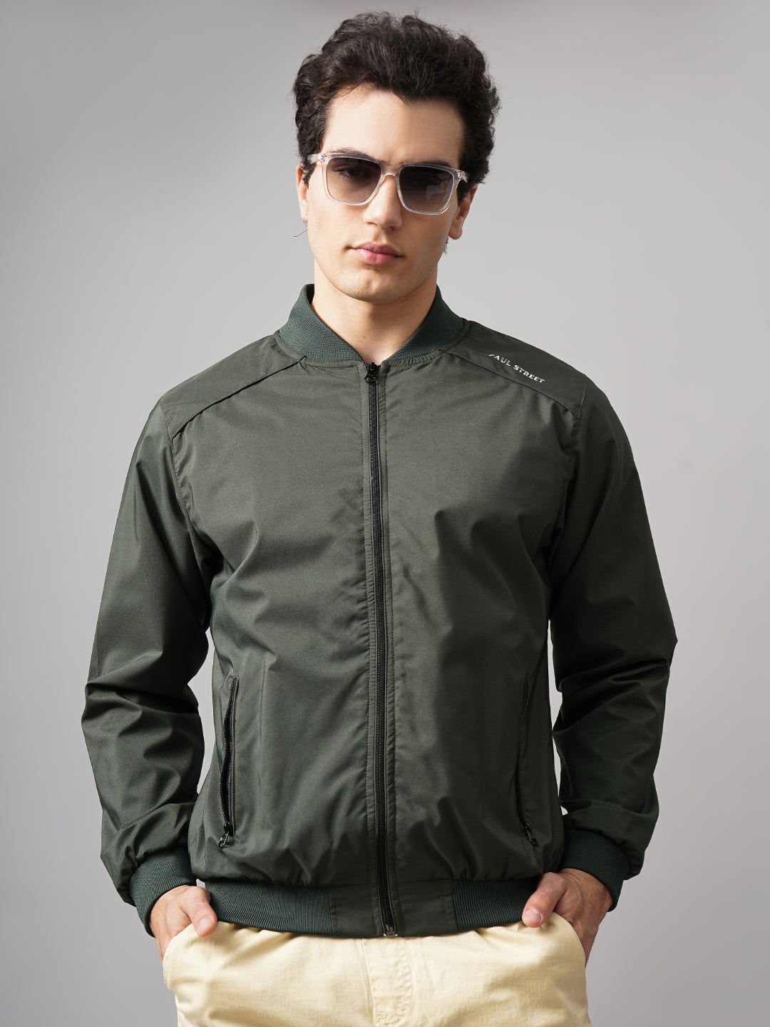 Solid Bomber Olive Jacket