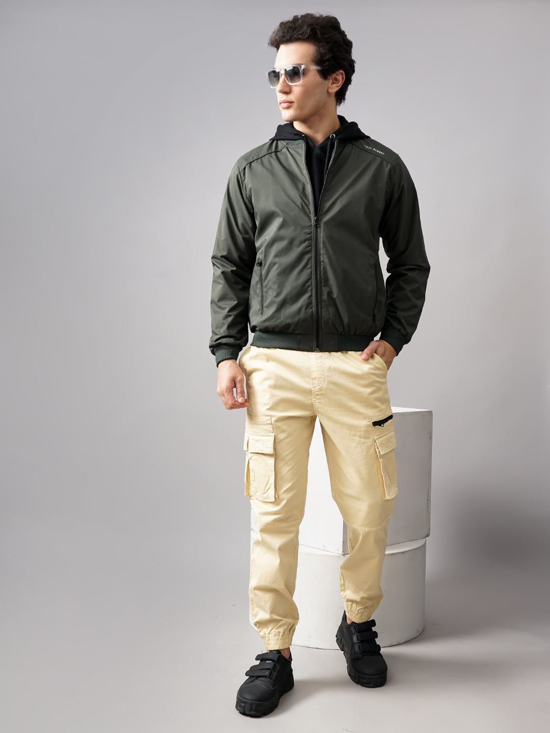 Solid Bomber Olive Jacket