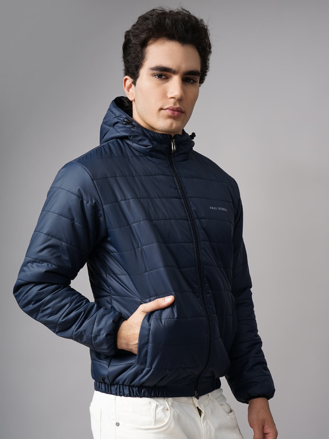 Hooded Puffer Blue Jacket