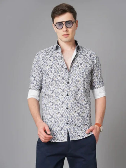 Rhombus Blue Printed Shirt