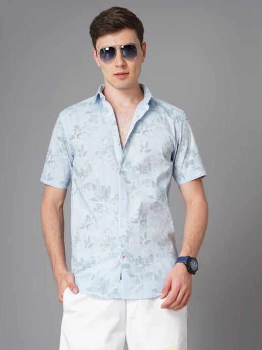 Dobby Blue Floral Shirt