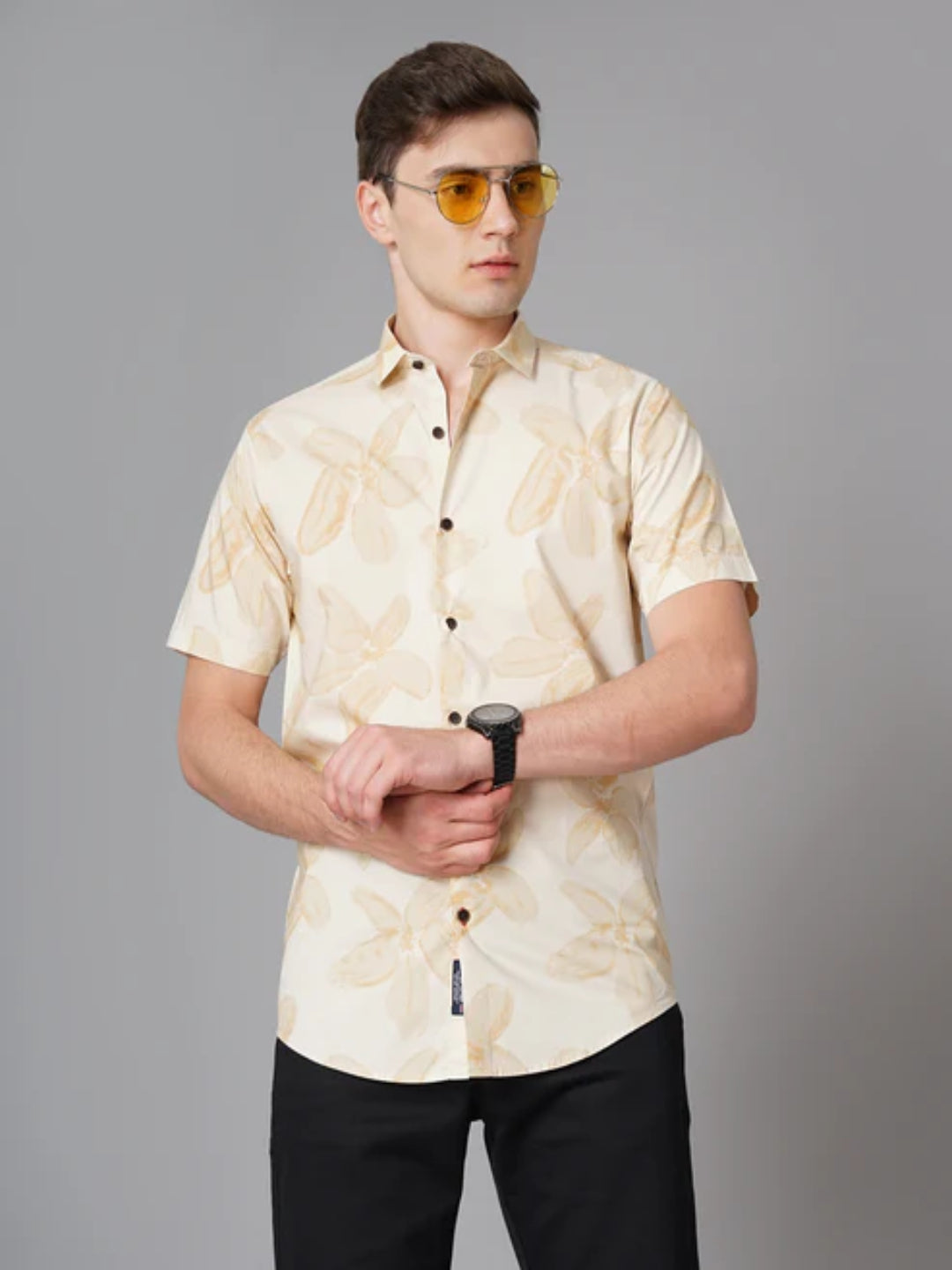 Vinca Beige Floral Shirt