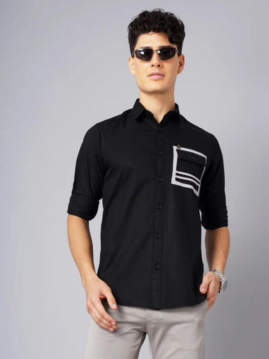 Outline Pocket Black Shirt