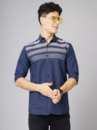 Panel Navy Striped Shirt