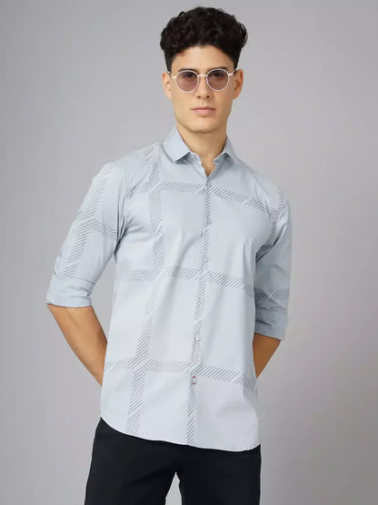 Aslant Grey Printed Shirt