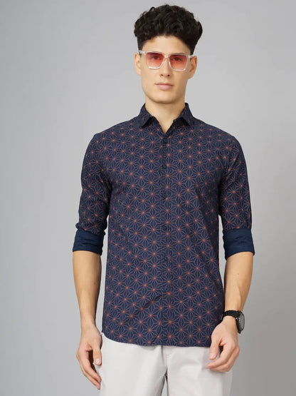 Geometric Printed Navy Shirt