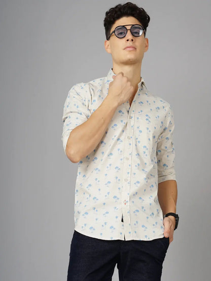 Palm Cream Floral Shirt