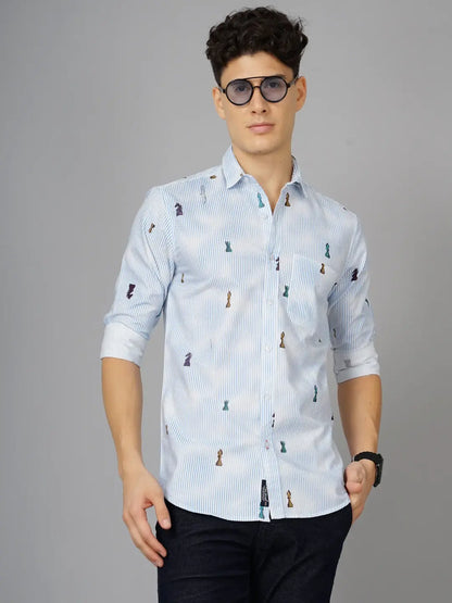 Chess White Blue Striped Shirt