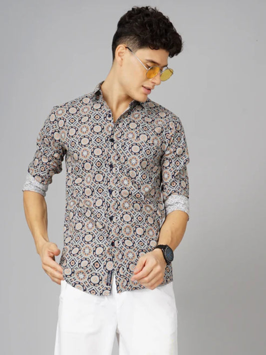 Tribal Blue Printed Shirt