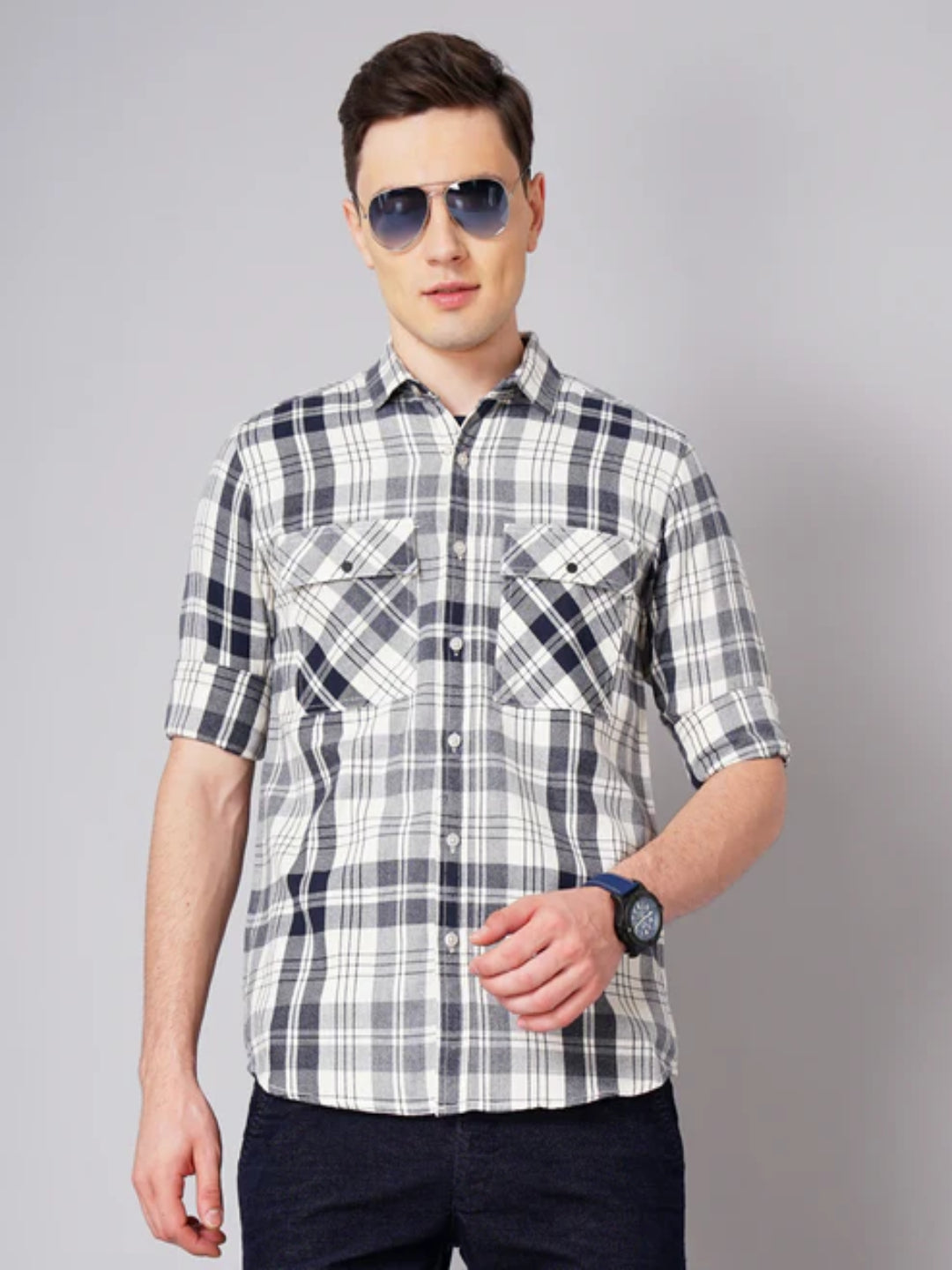 Grindle White Checks Shirt