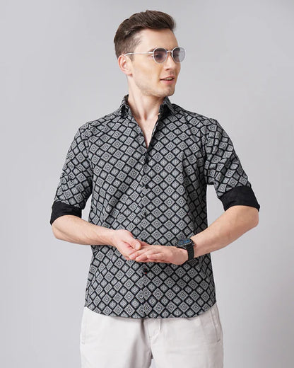 Motif Black Floral Shirt