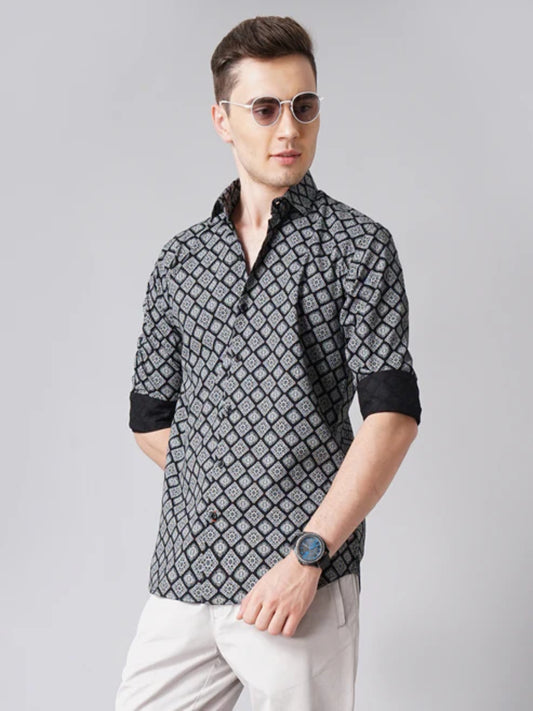 Motif Black Floral Shirt