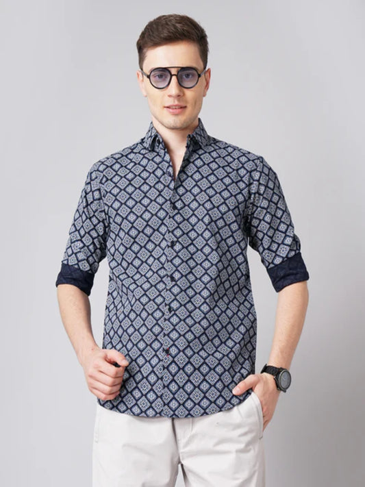 Motif Navy Floral Shirt