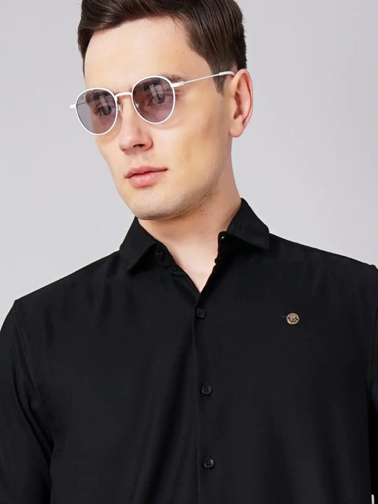 Solid Stretch Black Shirt