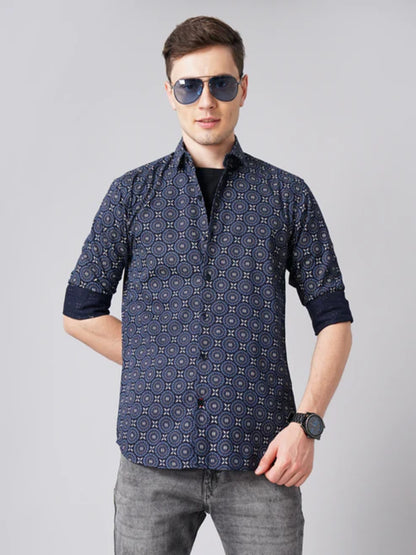 Mandala Navy Printed Shirt