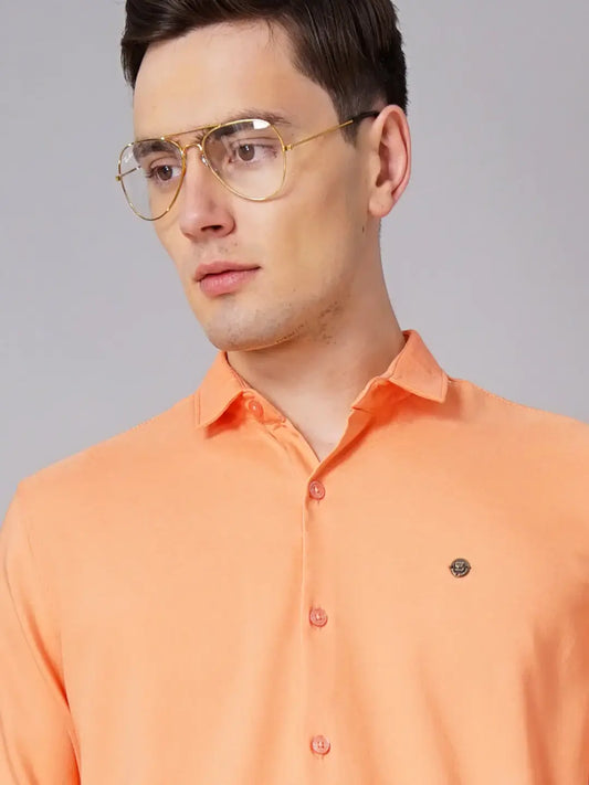 Solid Stretch Orange Shirt