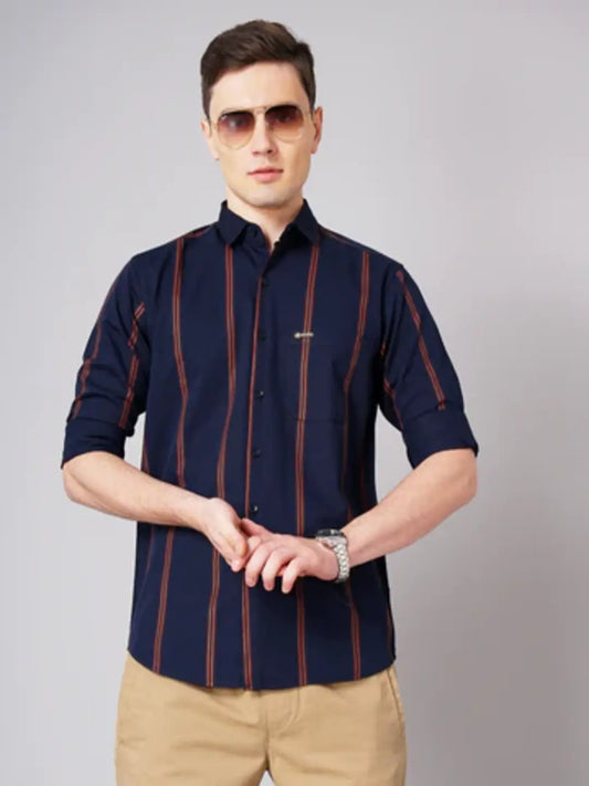 Double Striped Navy Brown Shirt