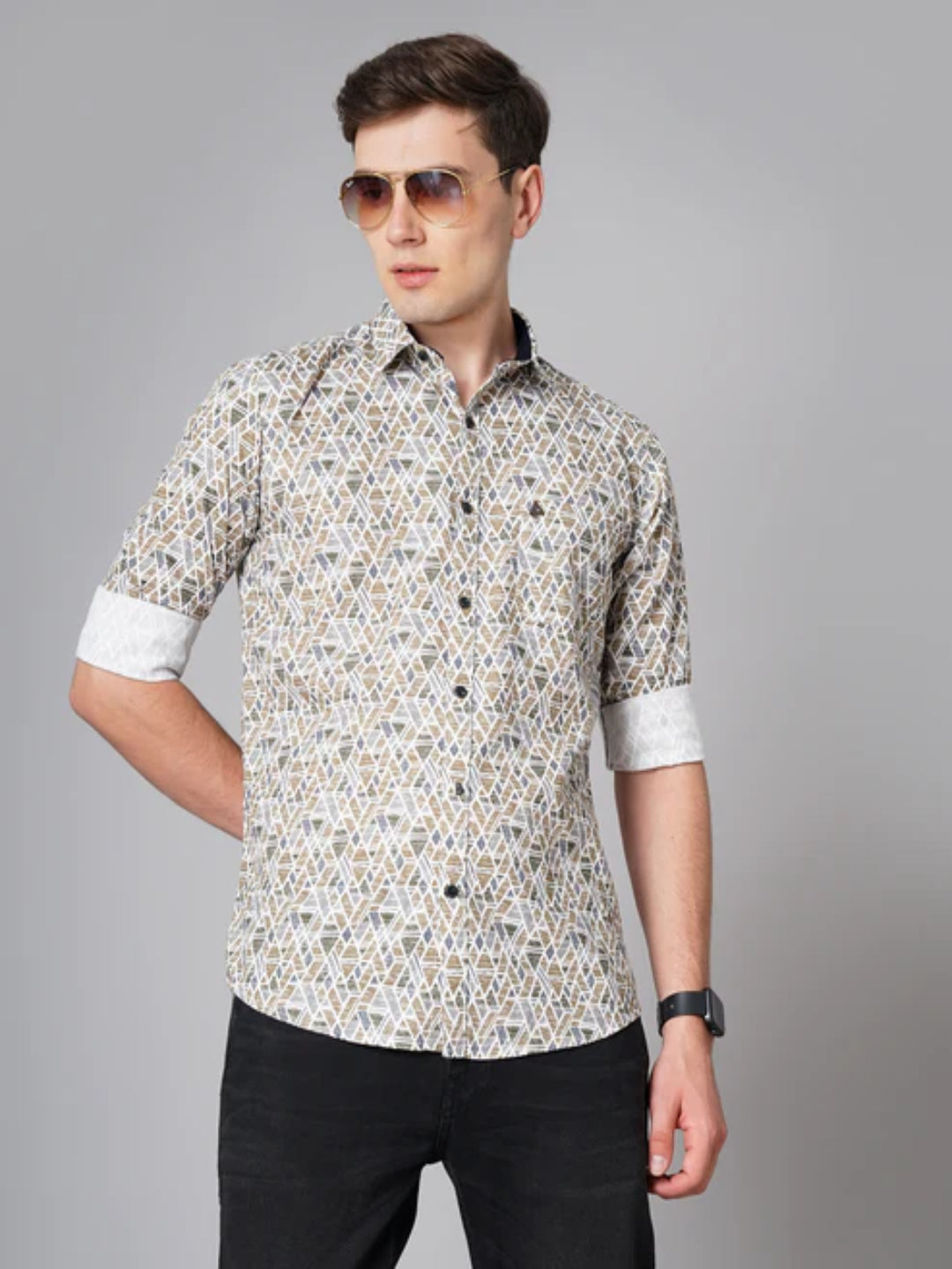 Rhombus Brown Printed Shirt